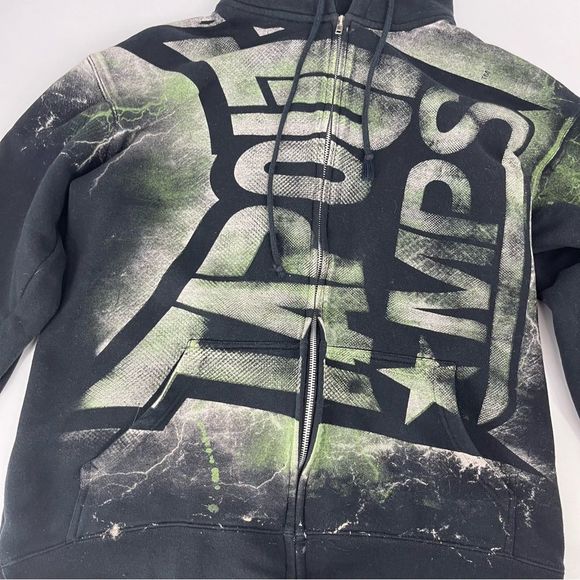 Tapout MPS Hoodie Mens Medium Black Green Y2K Cybergoth Jesse Pinkman Grunge AOP - Picture 2 of 9